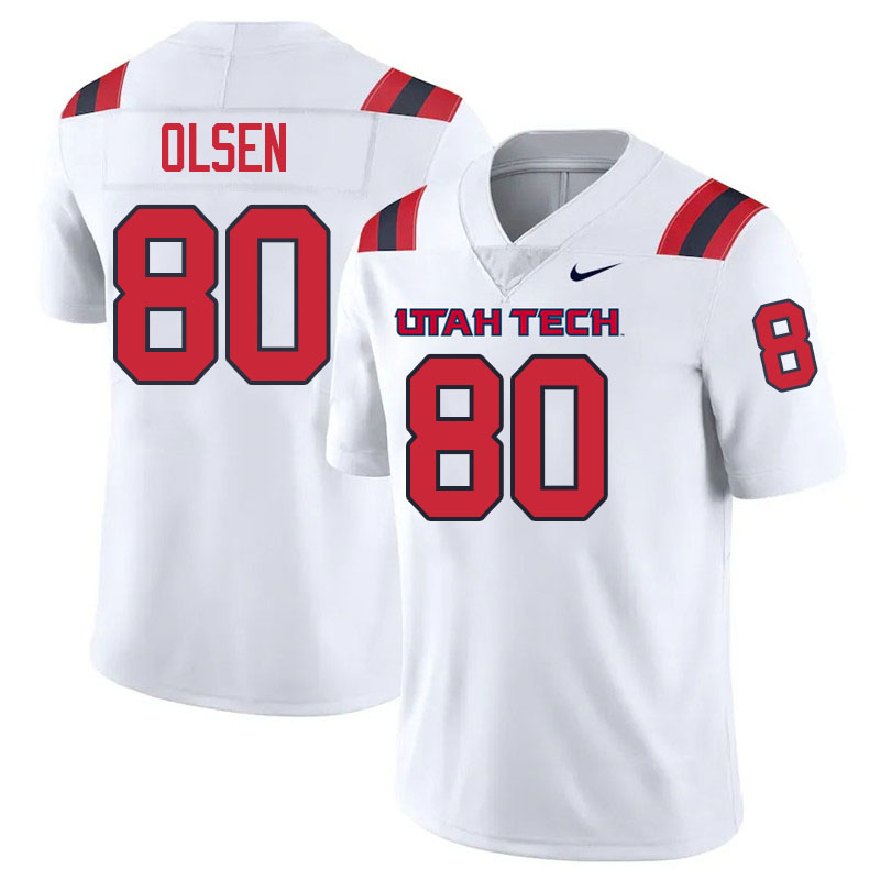 Utah Tech Trailblazers #80 Eric Olsen College Football Jerseys,Uniforms Stitched-White
